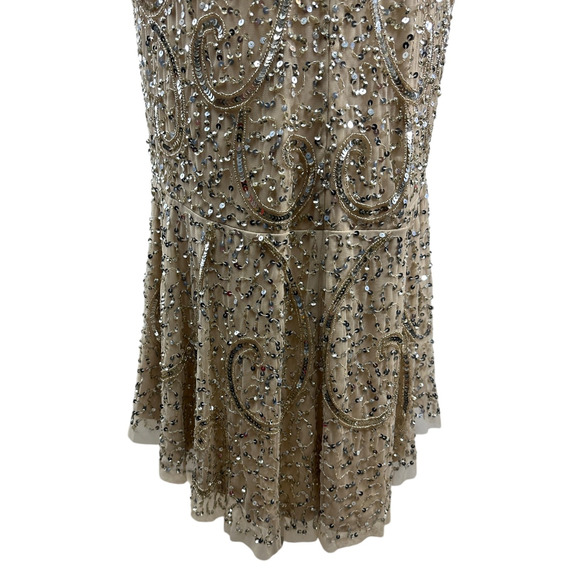 NWT Aidan Mattox Sequin Embellished V-Neck Flutter Hem Midi Dress *Altered* - Picture 12 of 16
